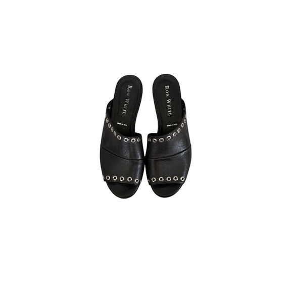 RON WHITE Black Studded Women's Slides Mules - Picture 4 of 13